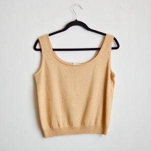 St. John santana knit top gold size Large crop top party holiday metallic